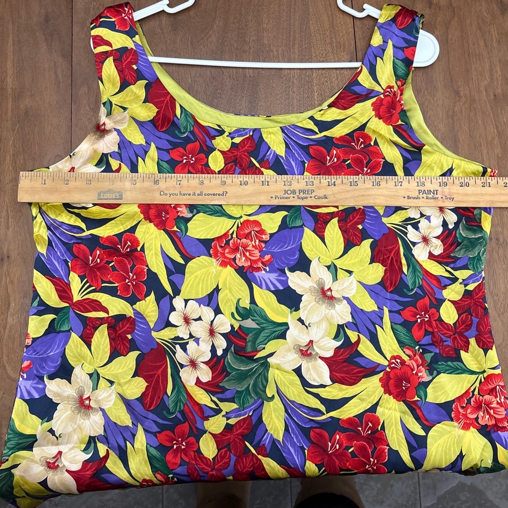 100% Silk Valerie Stevens Vibrant Floral Tank Top - Red, Yellow, Purple - Picture 5 of 5